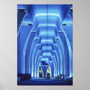 Brücke, unter der Beleuchtung, Hafen von Miami, Poster
