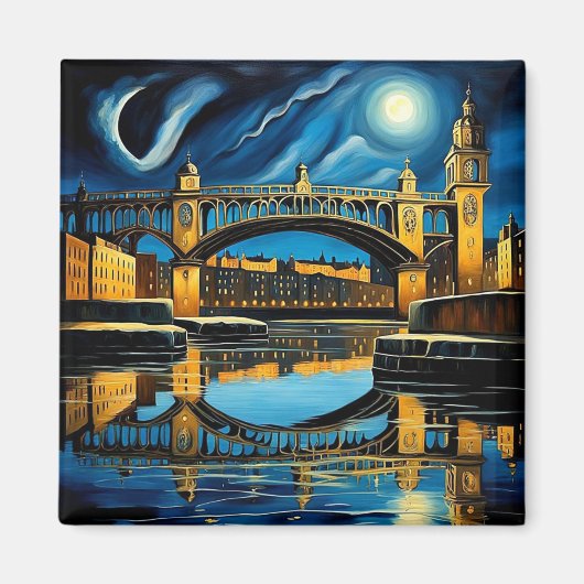 Brücke unter Mondlicht 2 Magnet (Vorne)