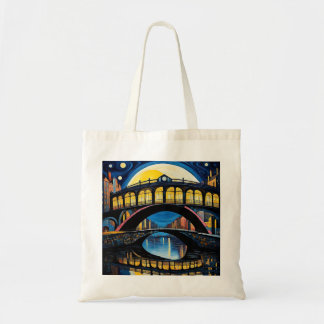 Brücke unter Mondlicht 4 Tragetasche