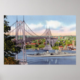 Brücke USS Portland Portlands Oregon St Johns Poster