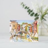 Brücke Venedig Watercolor Kunst Postkarte (Stehend Vorderseite)