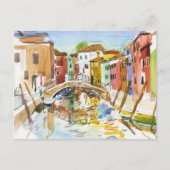 Brücke Venedig Watercolor Kunst Postkarte (Vorderseite)