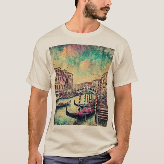 Brücke Venice Rialto und Gondeln T-Shirt (Vorderseite)