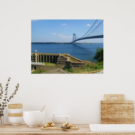 Brücke Verrazano von St Island nach Brooklyn, NYC Poster (Küche)
