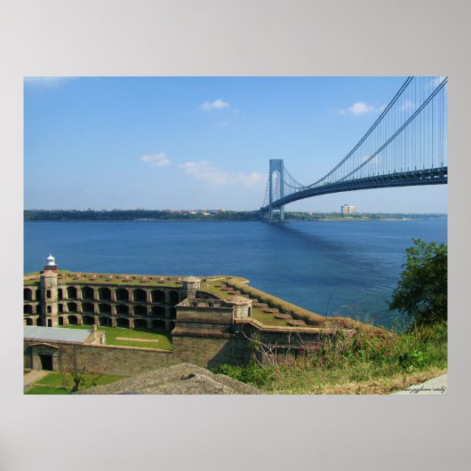 Brücke Verrazano von St Island nach Brooklyn, NYC Poster (Vorne)