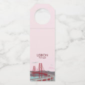 Brücke von Lissabon im Vintagen Stil Flaschenanhänger (Vorderseite)