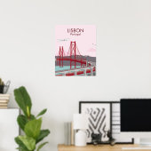 Brücke von Lissabon im Vintagen Stil Poster (Heimbüro)