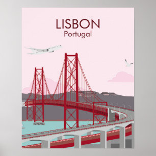 Brücke von Lissabon im Vintagen Stil Poster