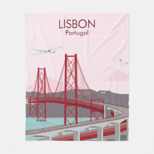 Brücke von Lissabon über den Fluss Tagus im Vintag Fleecedecke