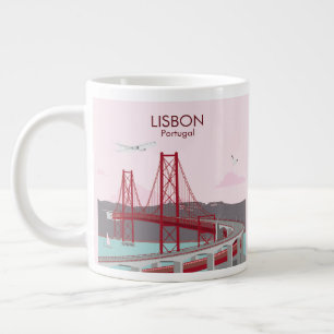 Brücke von Lissabon über den Fluss Tagus im Vintag Jumbo-Tasse