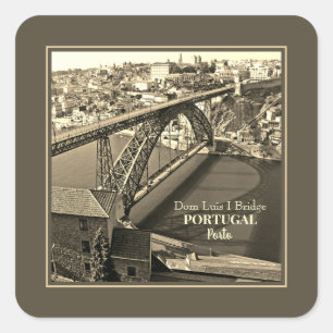 Brücke von Porto über den Douro-Fluss, Portugal, S Quadratischer Aufkleber