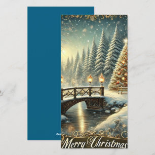 Brücke zur Weihnachts-Wunderland-Feiertagskarte Feiertagskarte