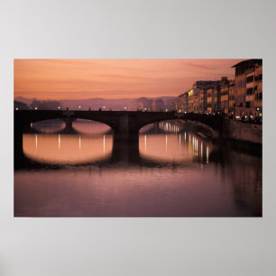 Brücken über den Arno bei Sonnenuntergang, 2 Poster
