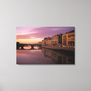 Brücken über den Arno bei Sonnenuntergang, Leinwanddruck