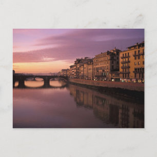 Brücken über den Arno bei Sonnenuntergang, Postkarte