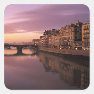 Brücken über den Arno bei Sonnenuntergang, Quadratischer Aufkleber