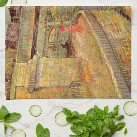 Brücken über Seine, Asniers von Vincent van Gogh Geschirrtuch (Gefaltet)