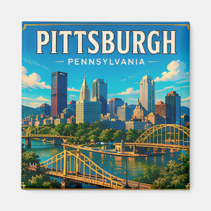🌉 Brücken und Skyline von Pittsburgh Pennsylvania Magnet
