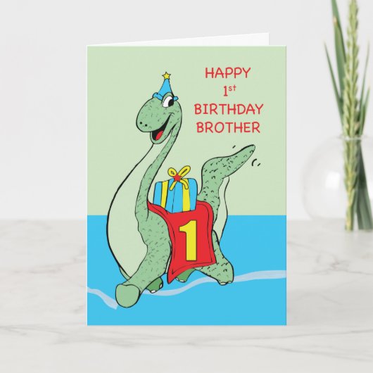 Bruder, 1. Geburtstag Dinosaurier Karte (Vorderseite)