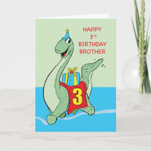 Bruder, 3. Geburtstag Dinosaurier Karte (Vorderseite)
