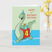 Bruder, 4. Geburtstag Dinosaurier Karte (Gelbe Blume)