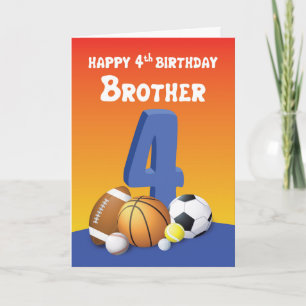 Bruder 4. Geburtstag Sportbälle Karte