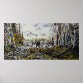 Brüder 4 Wölfe Leinwand Ölmalerei zum Verkauf Poster