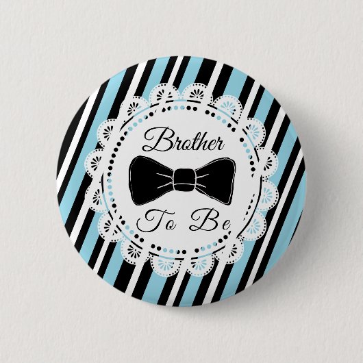Bruder, blau schwarz Bowtie Baby Showknopf Button (Vorderseite)