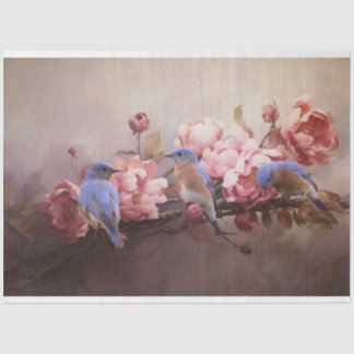 Brüder Bluebirds und Blume Decoupage Seidenpapier