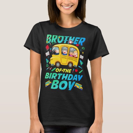 Bruder der Boy School Bus Bday Familie T-Shirt (Vorderseite)