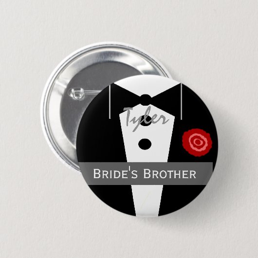 BRUDER der BRAUT individueller Nametux-Hochzeit Button (Vorne & Hinten)