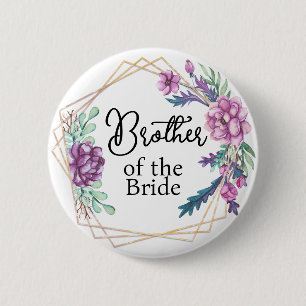 Bruder der Braut lila Blumenhochzeit Button