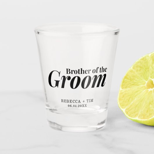 Bruder der Groom-Gastgeschenk Hochzeit Schnapsglas (Vorderseite)