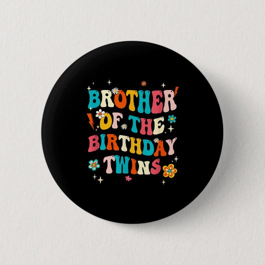 Bruder der Zwillinge zum Geburtstag Jungen Mädchen Button (Vorderseite)