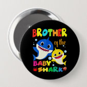Bruder des Baby Shark Geburtstag Bruderhai Button (Vorne & Hinten)