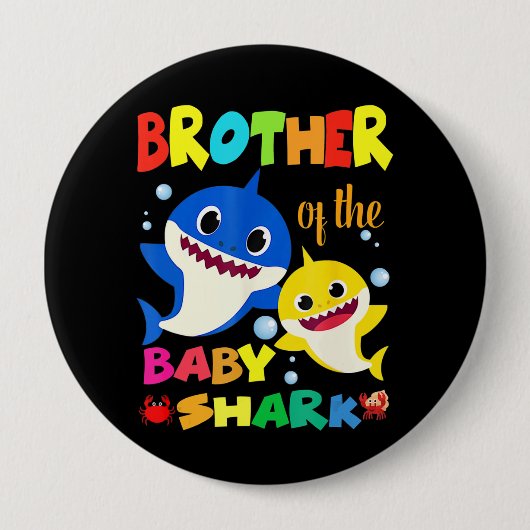 Bruder des Baby Shark Geburtstag Bruderhai Button (Vorderseite)