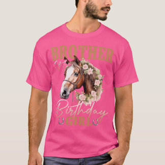 Bruder des Geburtstags für Mädchen Pferd Blumen Fa T-Shirt