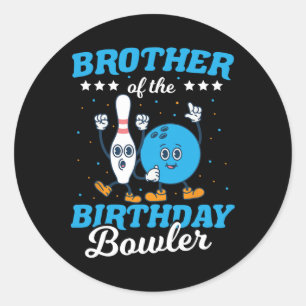 Bruder des Geburtstagsbowlers - Boys Funny Kids B Runder Aufkleber