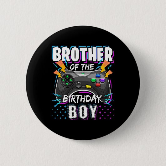 Bruder des Geburtstagsjungen passendes Videospiel Button (Vorderseite)