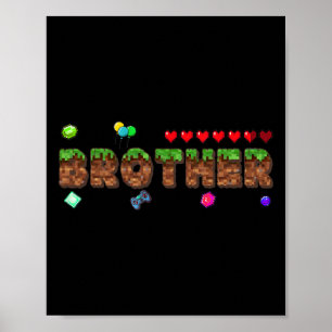 Bruder des Geburtstagsjungen Pixel-Spiel Matching  Poster