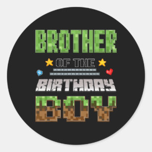 Bruder des Geburtstagsjungen Videospieler Pixel Ge Runder Aufkleber