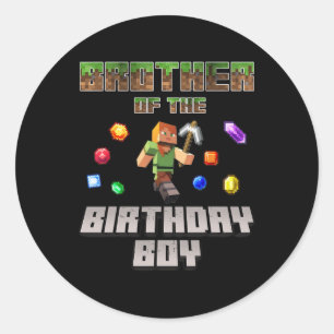 Bruder des Geburtstagsjungen Videospieler Pixel Ta Runder Aufkleber