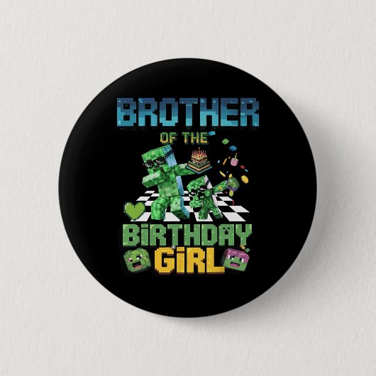 Bruder des Geburtstagsmädchens Lustiges Videospiel Button (Vorderseite)