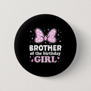 Bruder des Geburtstagsmädchens süße rosa Schleife Button