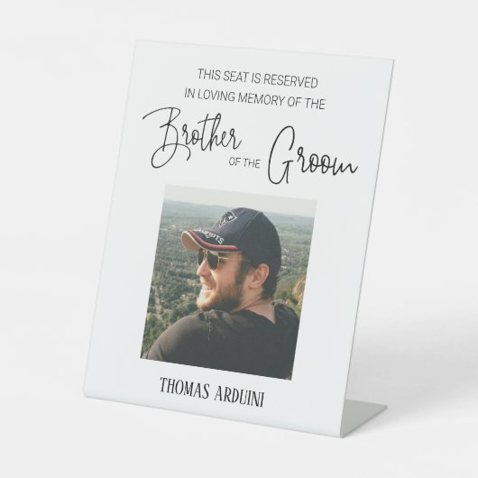 Bruder des Groom-Gedächtnisses vorbehalten Hochzei Sockelschild (Vorderseite)