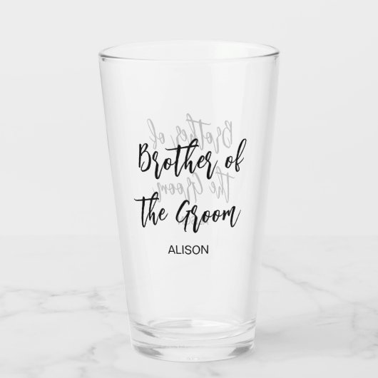 Bruder des Groom Wedding Schwarz-weiß Glass Cup Glas (Rückseite)