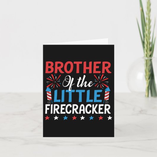 Bruder des kleinen Firecracker Shirts 4. Juli Karte (Vorderseite)