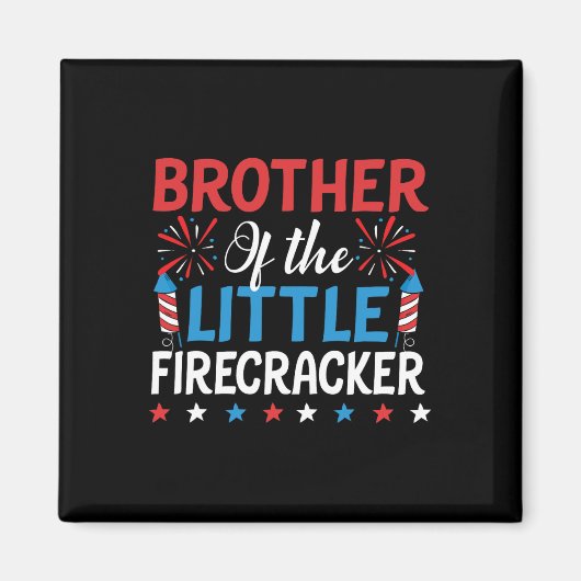 Bruder des kleinen Firecracker Shirts 4. Juli Magnet (Vorne)