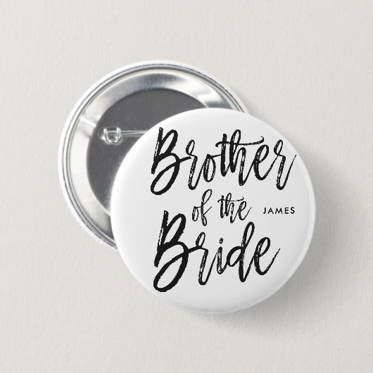 Bruder des Skript-Art-Hochzeits-Party der Braut-| Button (Vorne & Hinten)