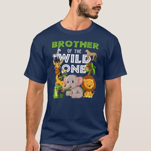 Bruder des wilden Zoo Birthday Safari T-Shirt (Vorderseite)